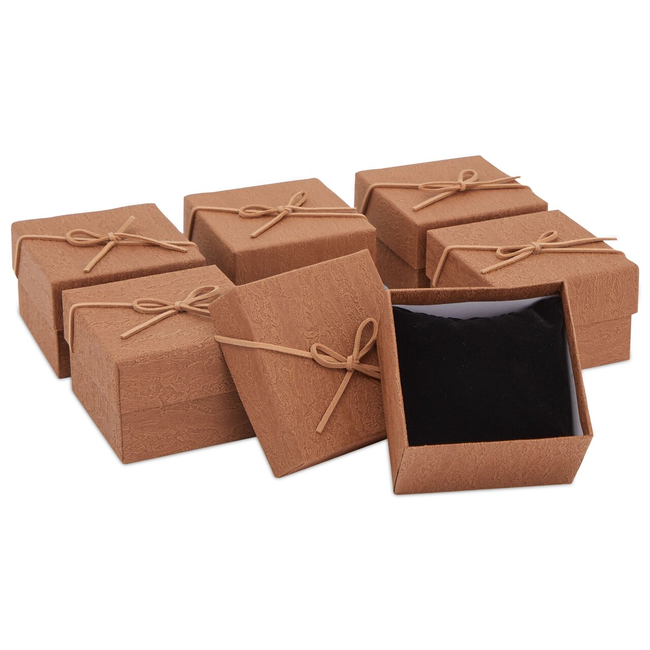 6 Pack Small Gift Boxes with Lids and Velvet Pillow Insert for Jewelry,  Bracelets, Keychains (3.5 x 3.5 x 2.3 In)